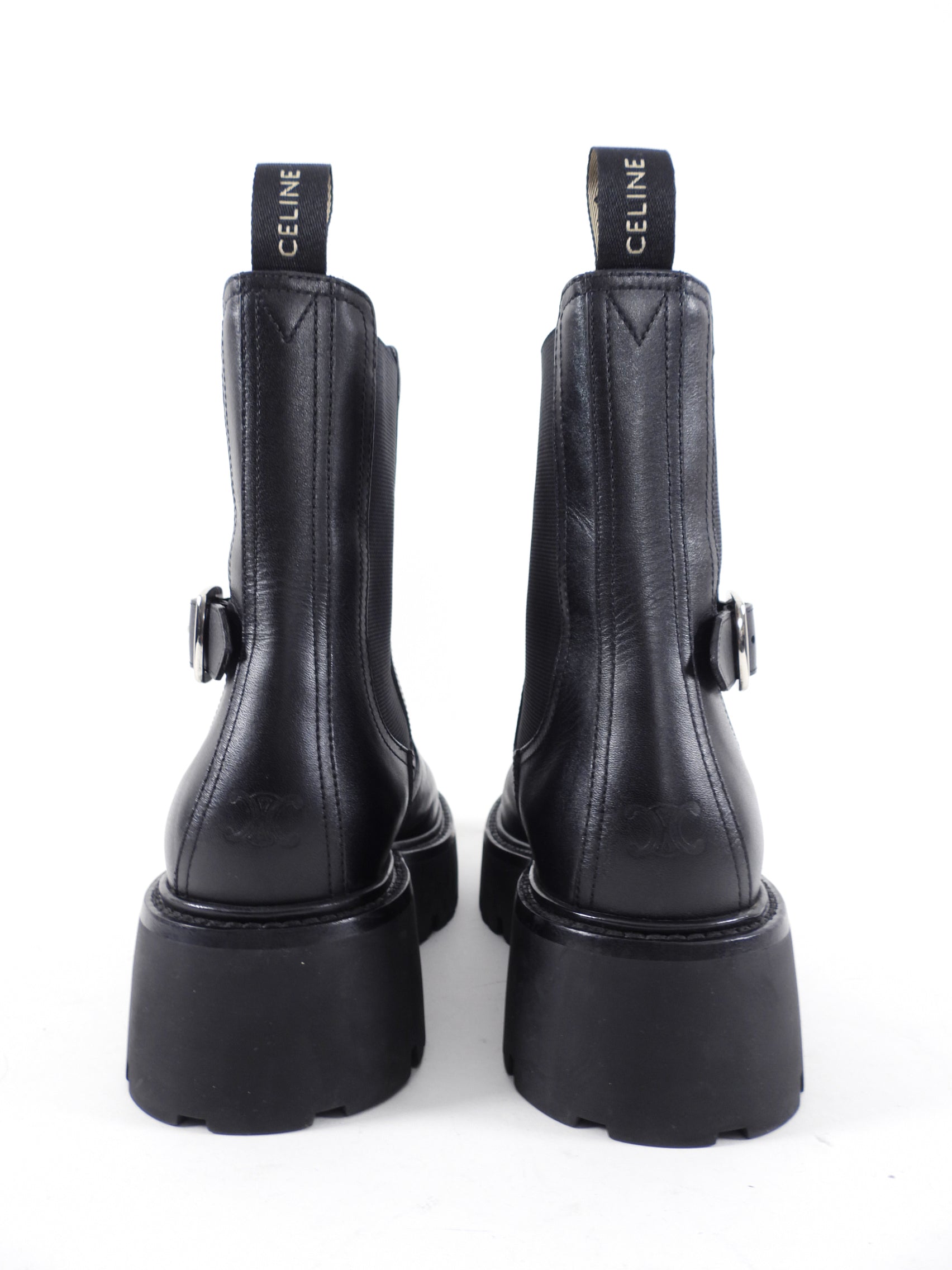 Celine Black Leather Chunky Chelsea Boots Size 37 - Stylish & Comfortable Winter Boots for Women | Perfect for Casual Outfits, Office Wear & Night Out