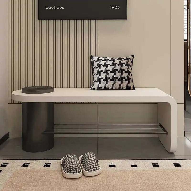 Stylish Leather Shoe Bench with Storage | Modern Entryway Stool for Comfortable Seating | Perfect for Hallway, Bedroom & Shoe Organization