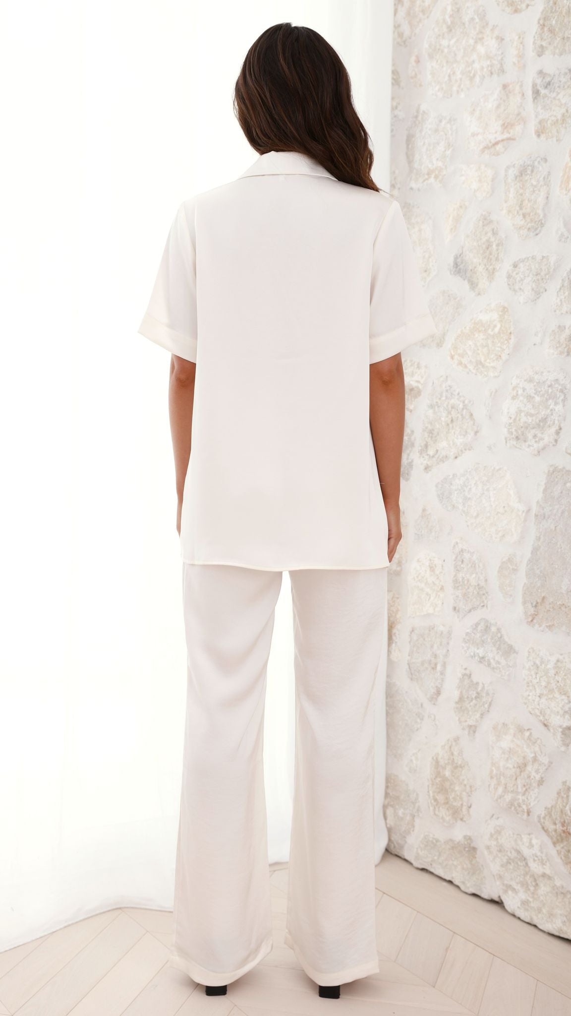 Imogen Button Shirt for Women - Soft Cream Cotton Blouse with Long Sleeves & Classic Collar - Perfect for Office Wear, Casual Outfits & Special Occasions