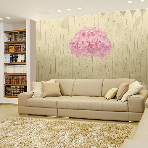 Pink Hydrangea With Leaf Striped Background