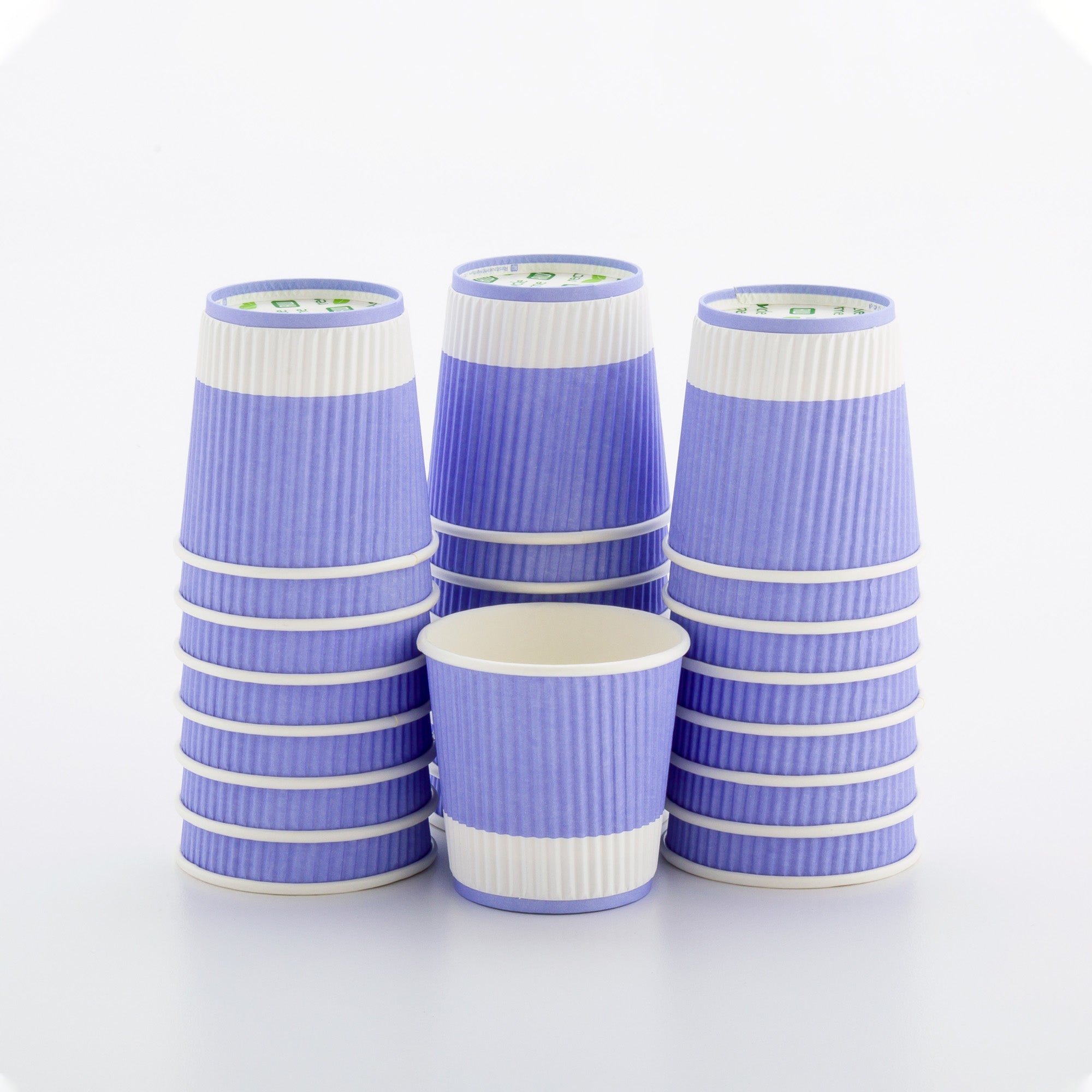 4 oz Light Purple Ripple Wall Paper Coffee Cups - 25 Count Box (2.5