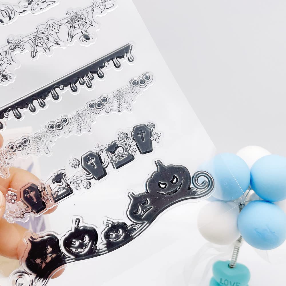 Halloween Clear Stamps Set - Spider Web, Pumpkin & Bat Patterns for DIY Scrapbooking, Card Making, Holiday Decorations - Perfect for Crafting, Gift Wrapping & Party Invitations