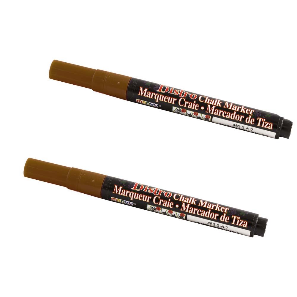 Dustless Erasable Chalk Markers - Fine Point Liquid Chalk Markers (Brown, 2-Pack) for Whiteboards, Glass, Windows & DIY Crafts