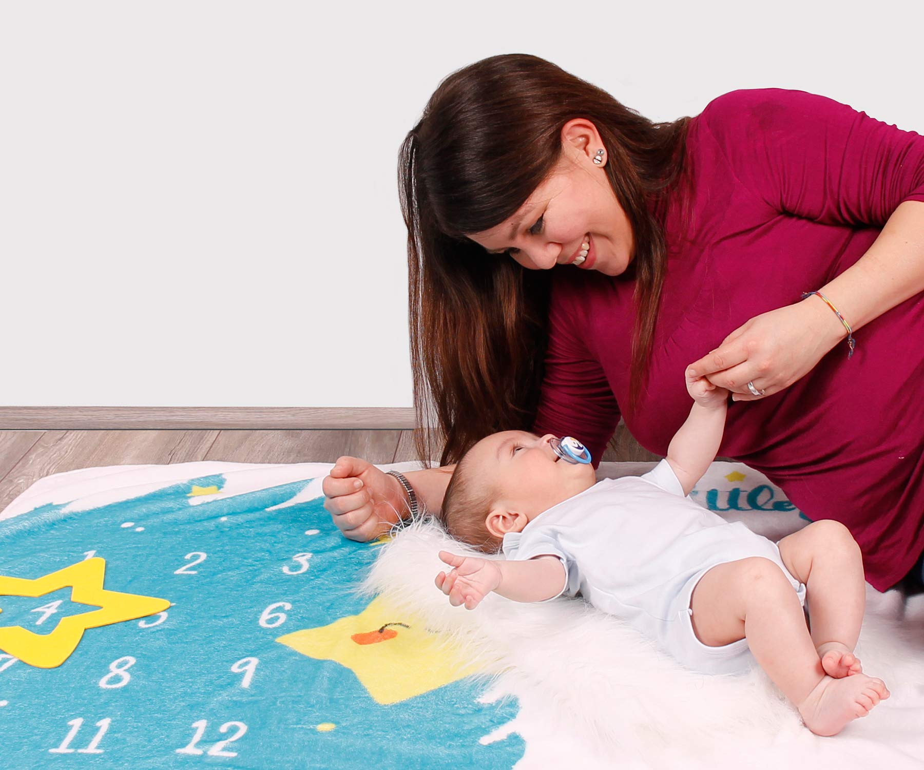 Happy & Sweet Baby Age Blanket - Soft Star Design Milestone Blanket for Newborn Boys & Girls | Perfect for Monthly Photo Shoots, Nursery Decor & First Birthday Gifts