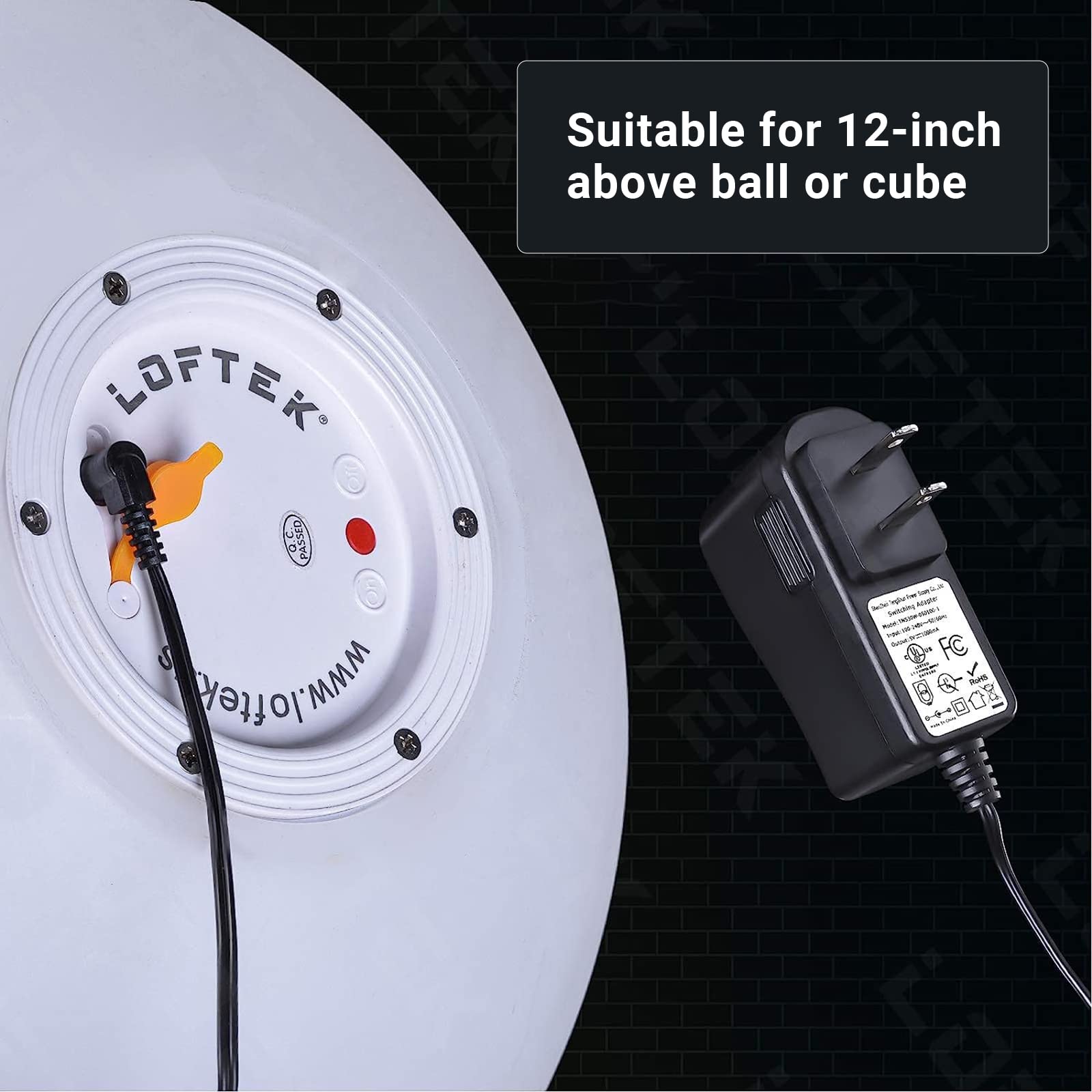 LOFTEK 5V 1A Power Adapter Charger for LED Ball Lights & Cube Lights - Compatible with 4-inch LED Decorations (Not for 6-inch) - Perfect for Holiday Decor, Party Lights, and Home Lighting Projects