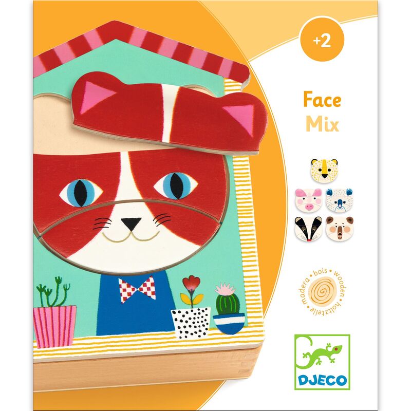 Djeco Wooden Face Puzzle Set - Fun & Educational Toy for Kids - Perfect for Preschool Learning, Creative Play & Family Game Night