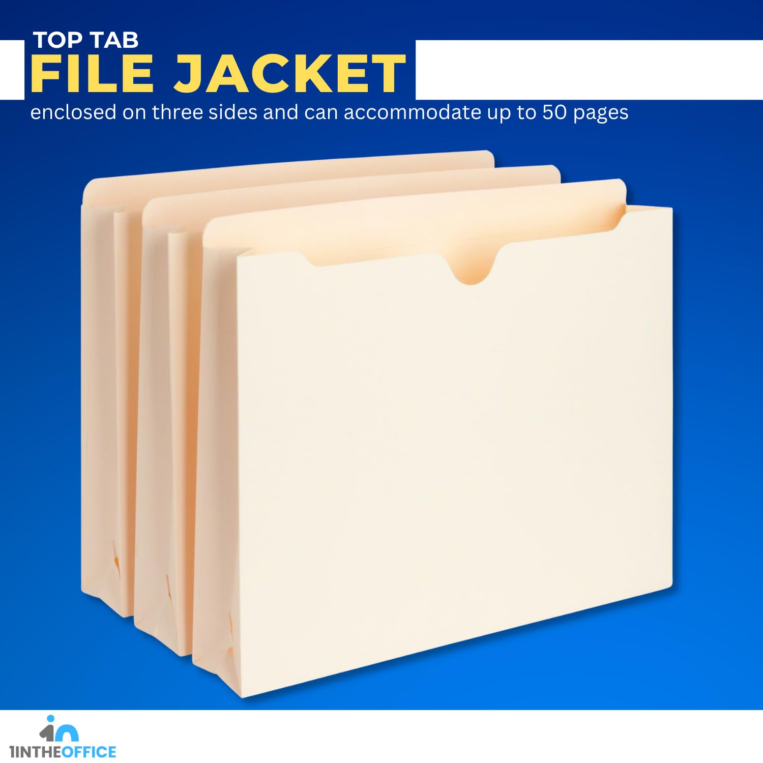 1InTheOffice Letter Size 2 Inch Expanding File Folders - Manila File Jackets with Expandable Pockets (White, 50 Pack) - Perfect for Office Organization, Document Storage & School Projects
