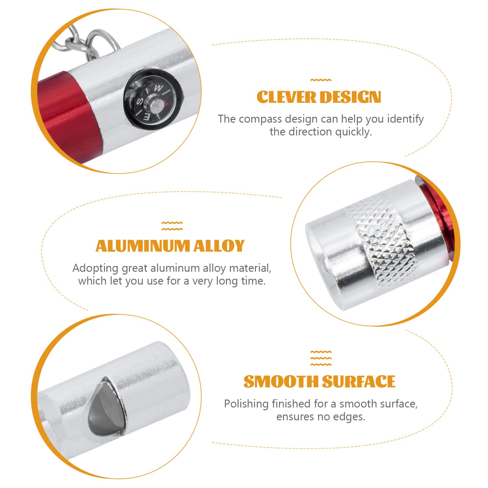 2-Pack Aluminum Alloy Survival Whistles with Emergency Compass - Loud Safety Whistle for Kayaking, Hiking, Camping & Outdoor Adventures - Includes Mini Flashlight for Emergency Situations