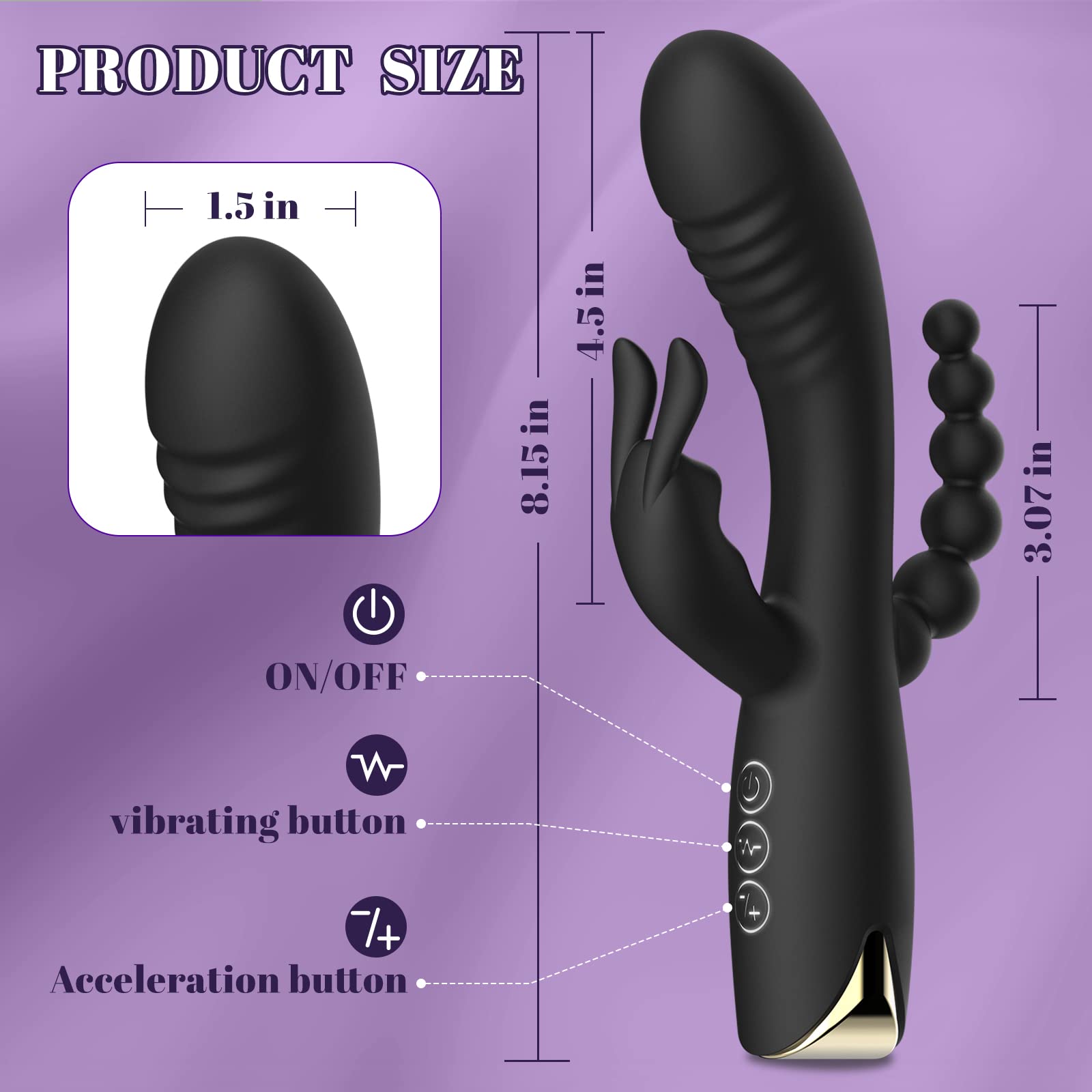 10-Speed Rabbit Vibrator with Clitoral Stimulator - 3-in-1 G-Spot & Anal Massager - Waterproof Rechargeable Silicone Adult Sex Toy for Women & Couples - Perfect for Solo Play & Intimate Couples Games