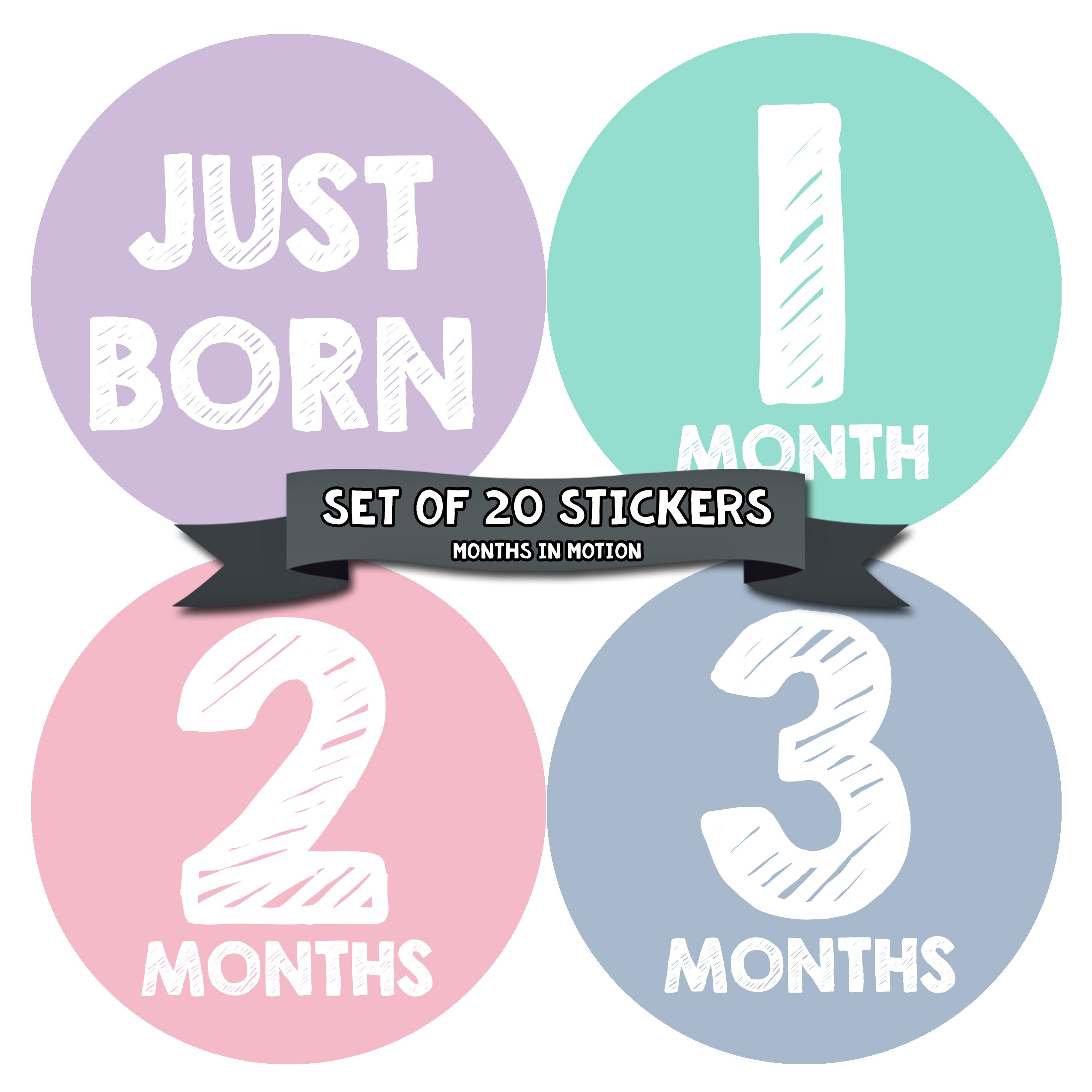 Baby Monthly Milestone Stickers Set of 20 - Newborn Girl Growth Tracking Stickers - Cute Photo Props for First Year Development - Perfect for Baby Photo Albums, Scrapbooking & Monthly Milestone Photos