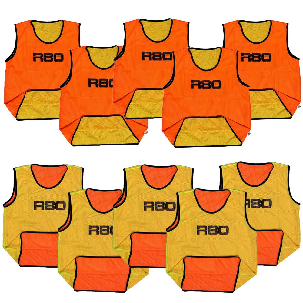 R80 Pro Reversible Training Bibs - Set of 10 for Basketball, Soccer & Volleyball - Moisture-Wicking Sports Shorts for Men & Women - Gym & Workout Essentials