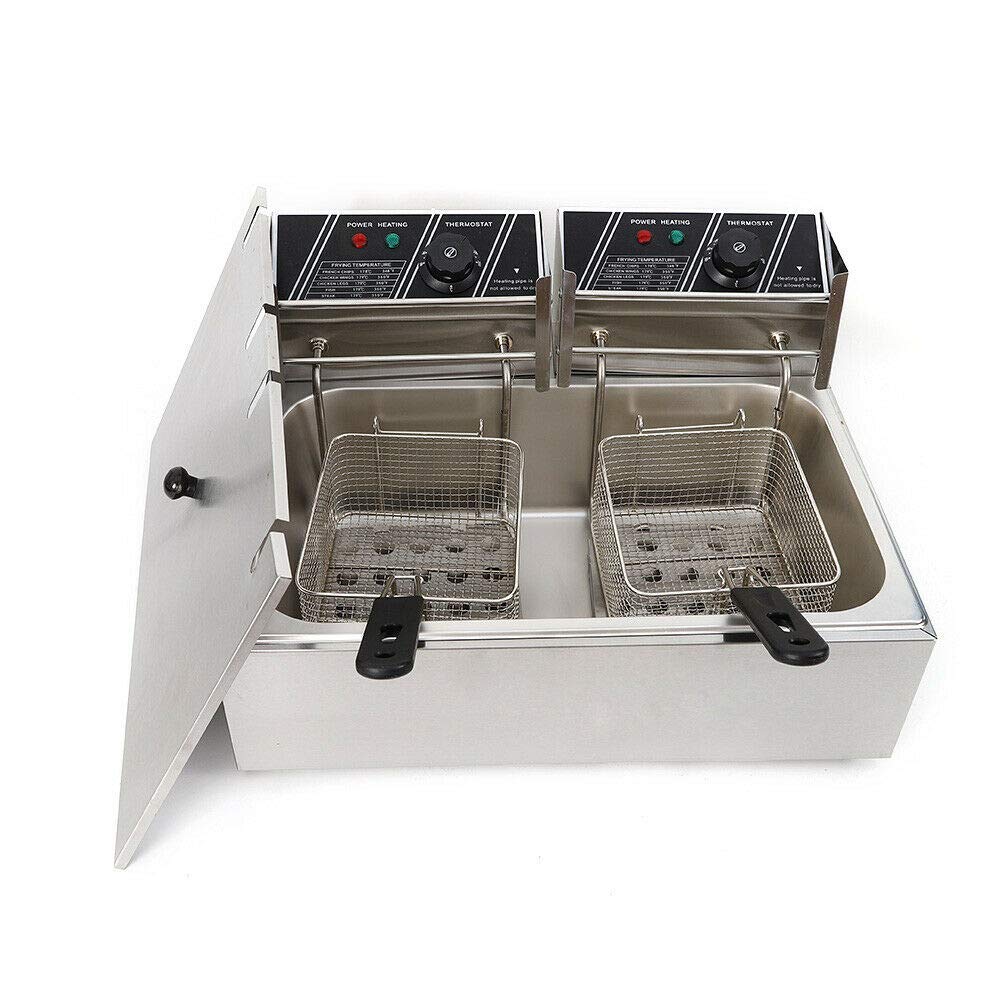 12L Commercial Electric Deep Fryer with 2 Fry Baskets - High Capacity Professional Countertop Deep Fryer for Restaurants, Fast Food Stands & Home Use - Perfect for French Fries, Chicken Wings & Party Snacks