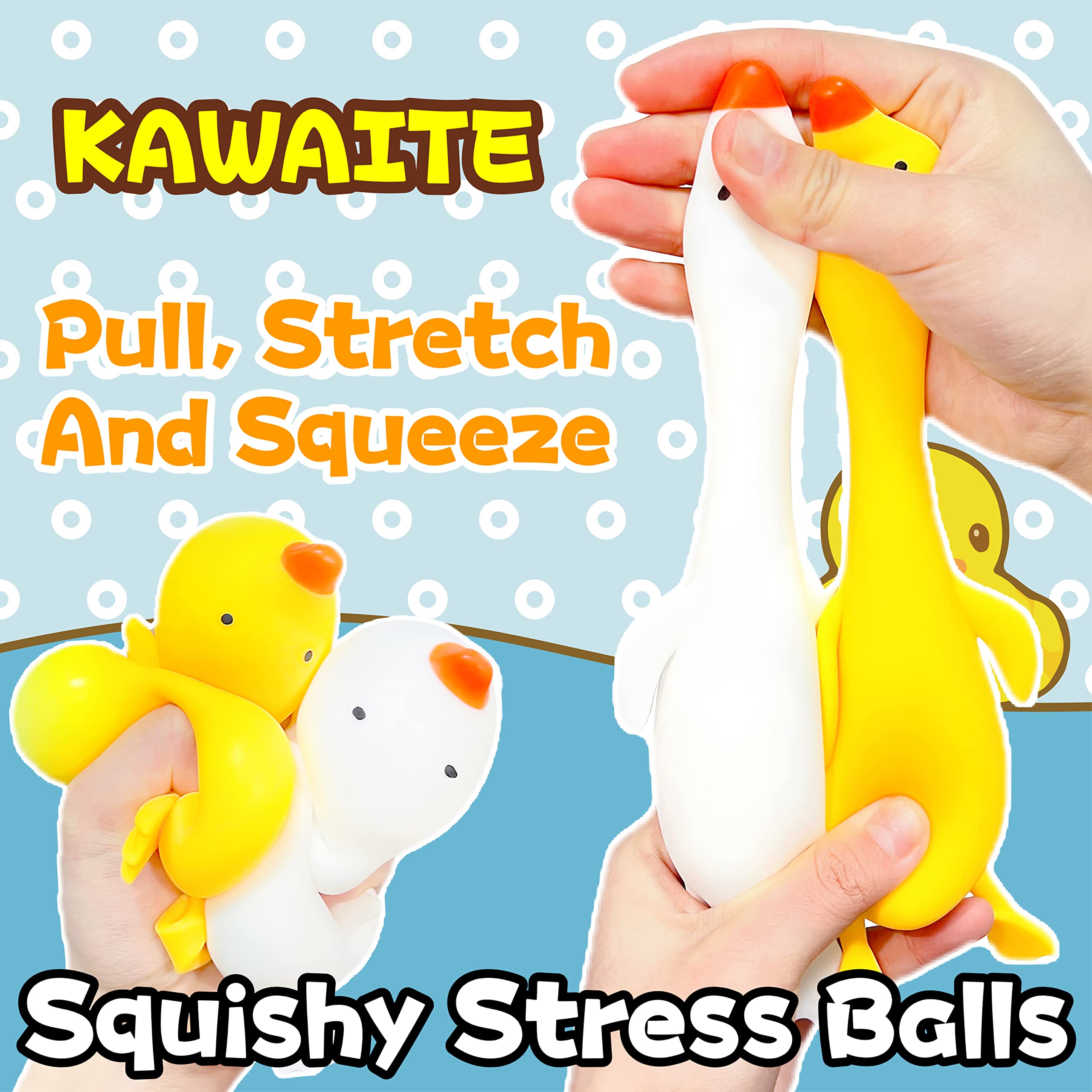 Stress Relief Squishy Fidget Toys - Set of 2 Duck-Shaped Squeeze Balls for Kids & Adults | Anxiety Relief Animal Dough Balls for Boys & Girls | Soft Squishy Stress Balls for Office, Classroom & Home Use