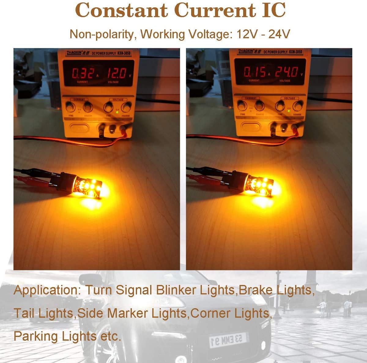 LivTee 7443 7440 7444 T20 LED Bulbs - Super Bright Amber Yellow Turn Signal Blinker Lights Replacement for Cars, Trucks & Motorcycles - Enhanced Visibility for Safe Driving