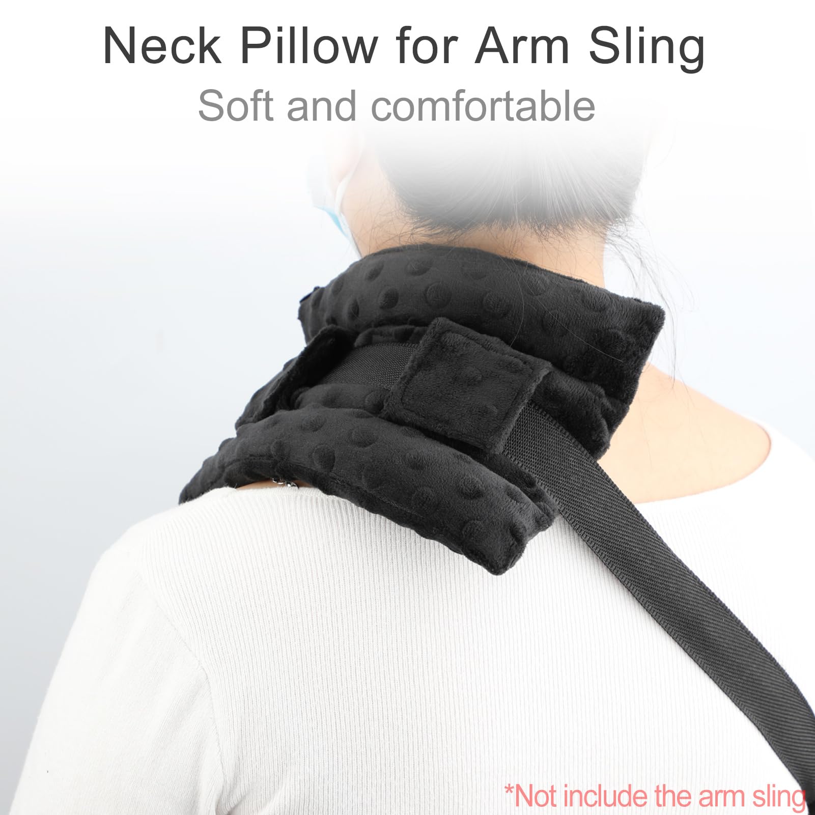 Neck Pad Strap Cushion Pillow for Arm Sling & Brace - Shoulder Support Padding for Elbow Wrist Injury, Rotator Cuff Surgery Recovery - Minky Dot Black (Ideal for Post-Surgery Comfort & Daily Pain Relief)