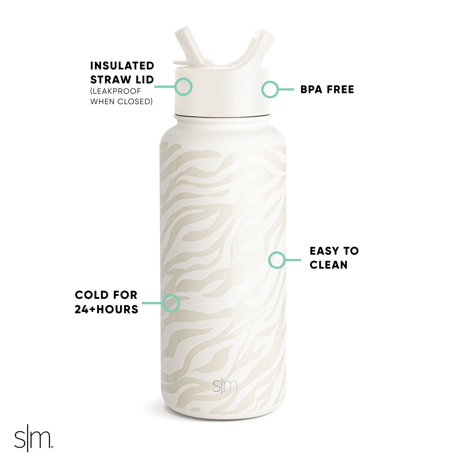 Summit Insulated Water Bottle with Straw Lid - 32oz Leakproof Stainless Steel Thermos for Hiking, Gym & Outdoor Activities