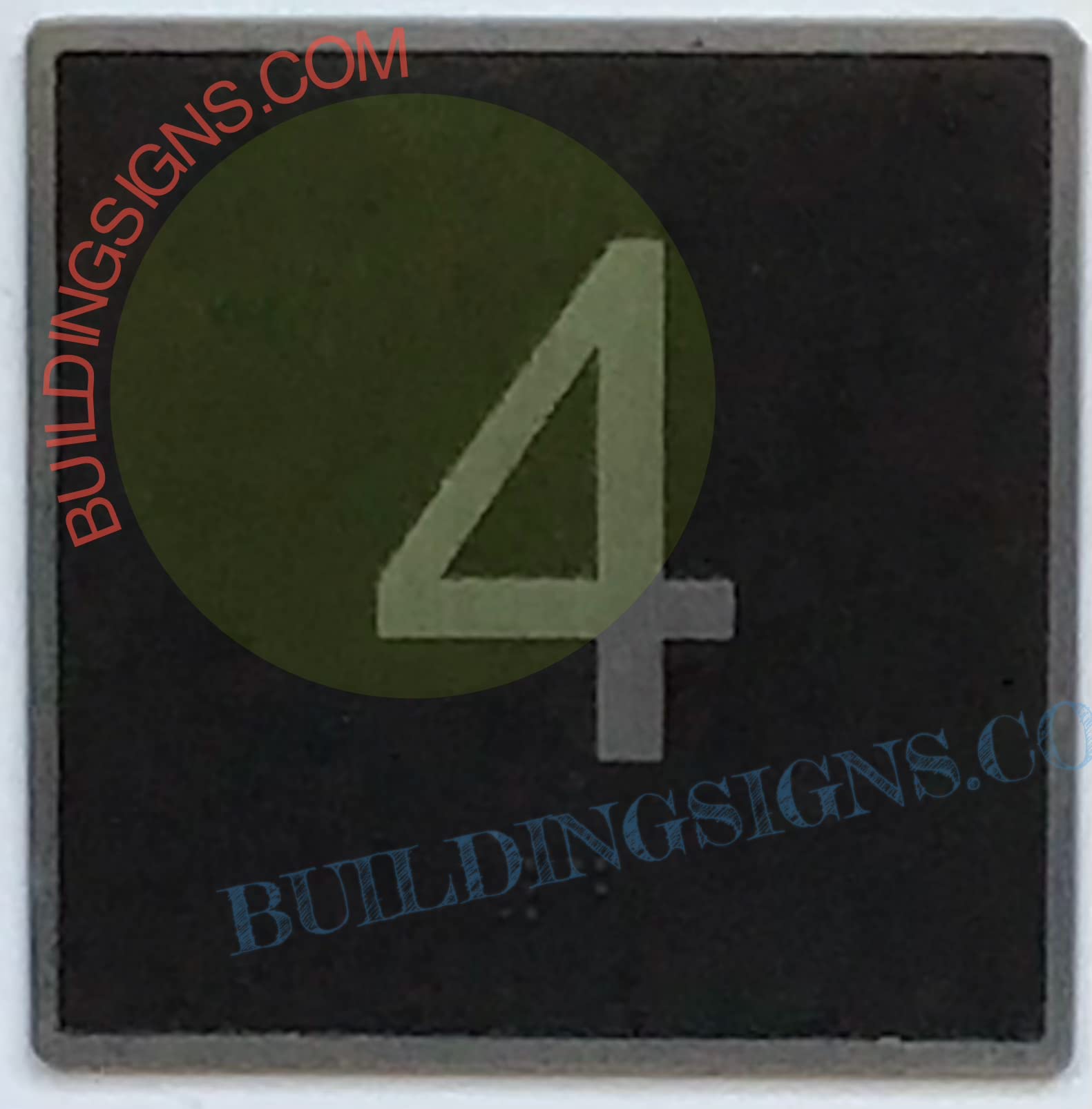 Cast Iron Elevator Floor Number 4 Sign - 4x4 Inch Black Background Jamb Plate for Elevators & Buildings | Durable Metal Signage for Office, Hotel & Apartment Use