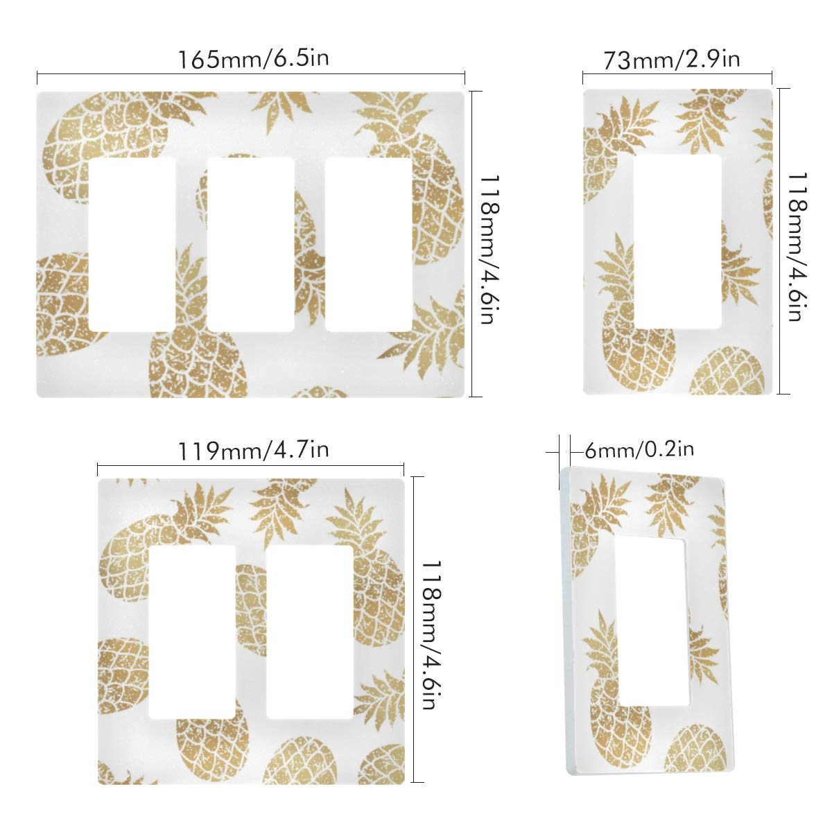 Pineapple Light Switch Cover - Single Rocker Wall Plate for Home Decor - Perfect for Living Room, Bedroom, Office & School - Adds Tropical Style to Any Space