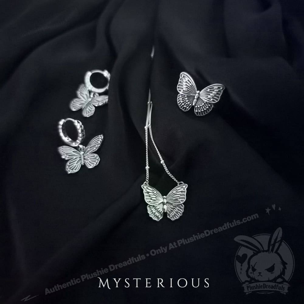 Royal Blue Butterfly Silver Jewelry Set - Elegant Necklace & Earrings for Women - Perfect for Weddings, Parties & Special Occasions