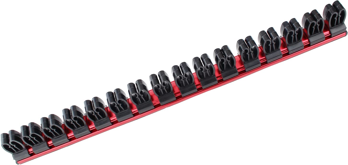 MichaelPro Magnetic Screwdriver & Wrench Organizer Rail - 16-Clip Aluminum Tool Holder Strip for Toolbox, Drawer & Workshop Storage | Perfect for Mechanics, DIY & Garage Organization