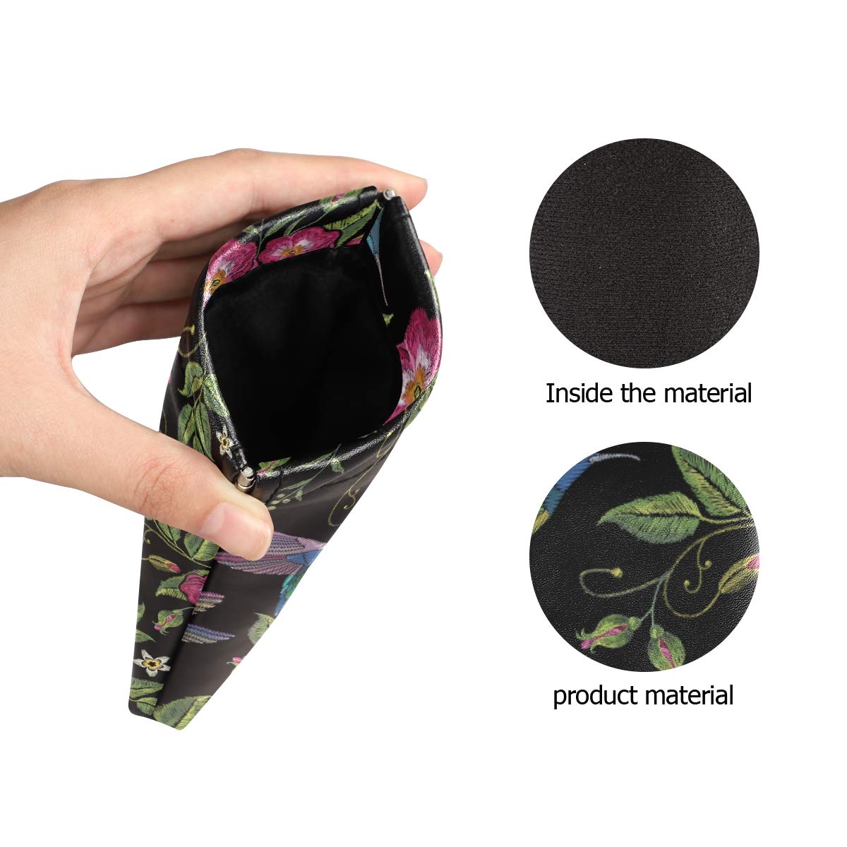 Moyyo Hummingbird Print PU Leather Eyeglasses Case - Soft Portable Sunglasses Pouch for Women & Men | Travel Wallet, Eyewear Protection | Perfect for Daily Use, Office, Vacation & Gift Giving