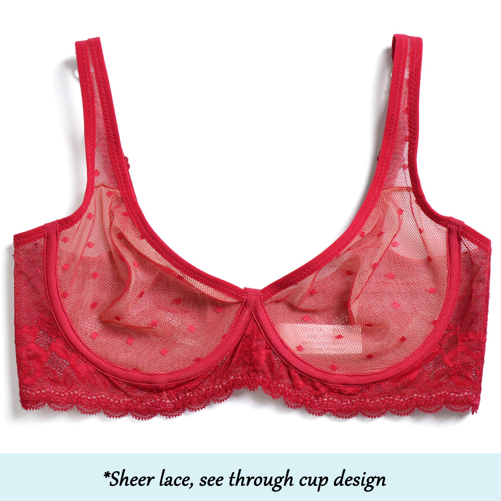 YANDW Women's Full Coverage Plus Size Bra - Unlined Lace Minimizer Unpadded Underwire Bras for Comfort & Support | Perfect for Everyday Wear & Special Occasions