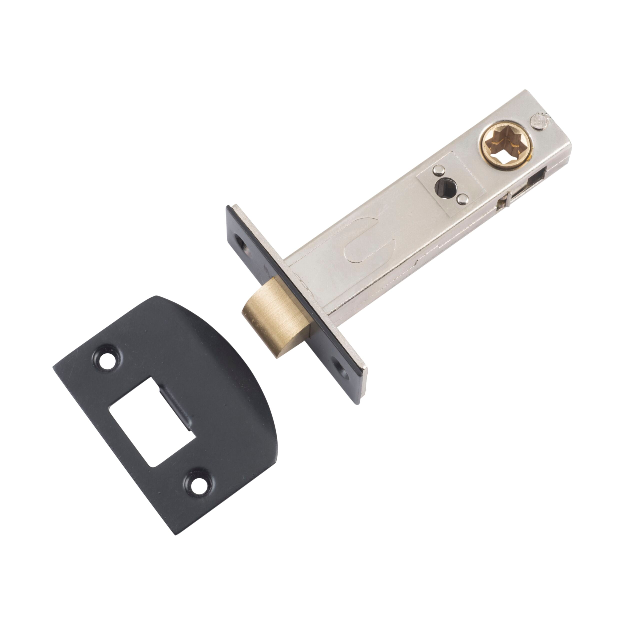9587 Tube Latch Split Cam 'D' Striker Matte Black Backset 70mm - Heavy Duty Door Lock Hardware for Residential & Commercial Use - Perfect for Entry Doors, Gates, and Cabinets