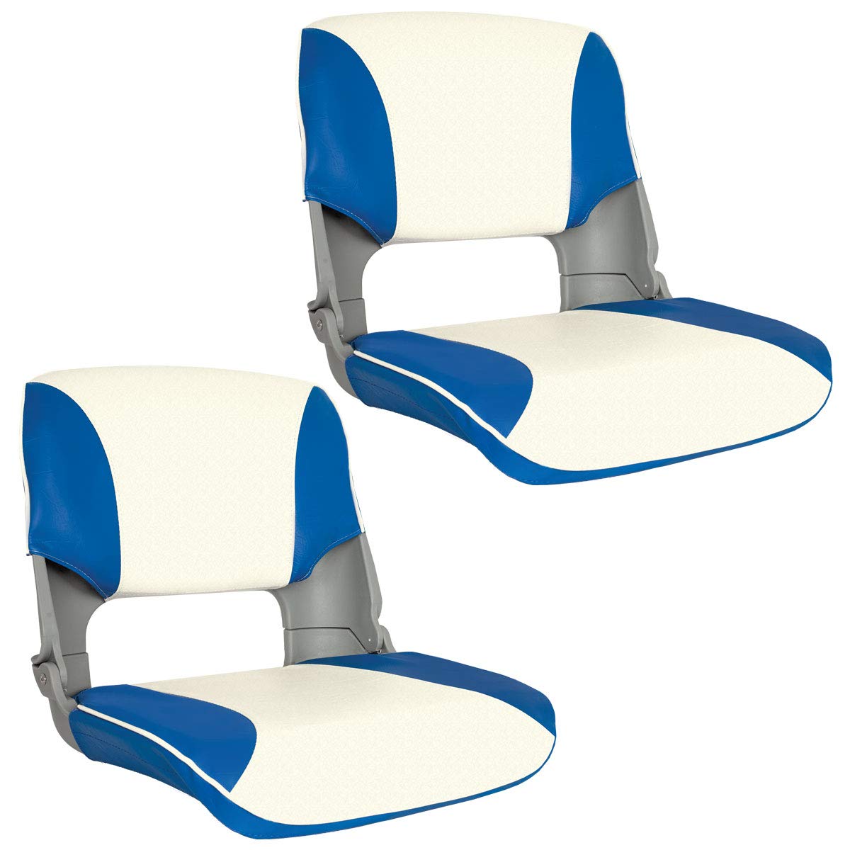 **Oceansouth Skipper Folding Boat Seat - Blue/White - Adjustable Back Support, Waterproof Cushion for Fishing, Canoe, Kayak, Paddleboard - Perfect for Jon Boats, Bass Boats & Outdoor Water Adventures**