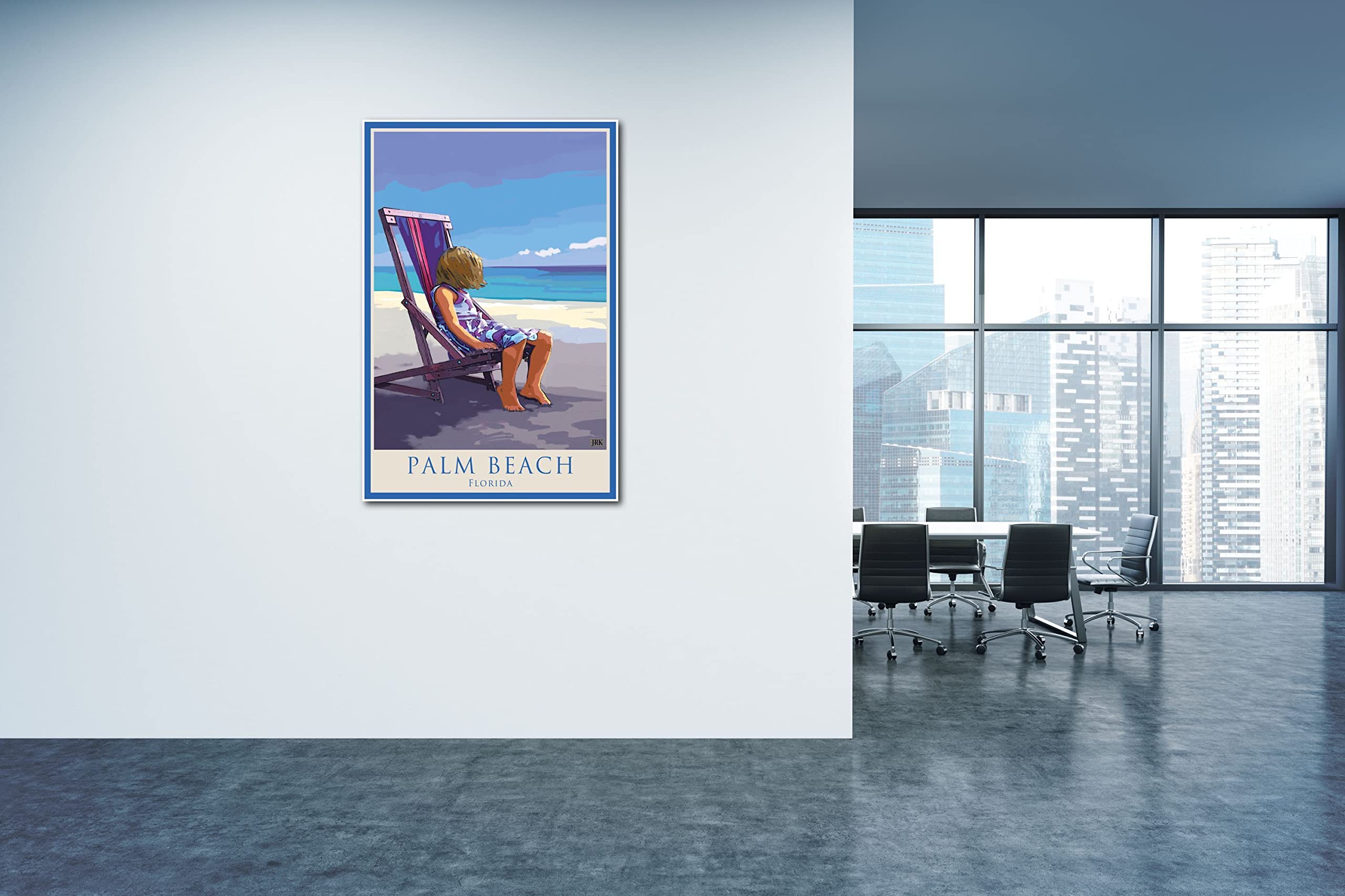 Palm Beach Florida Girl in Beach Chair Giclee Art Print - 30