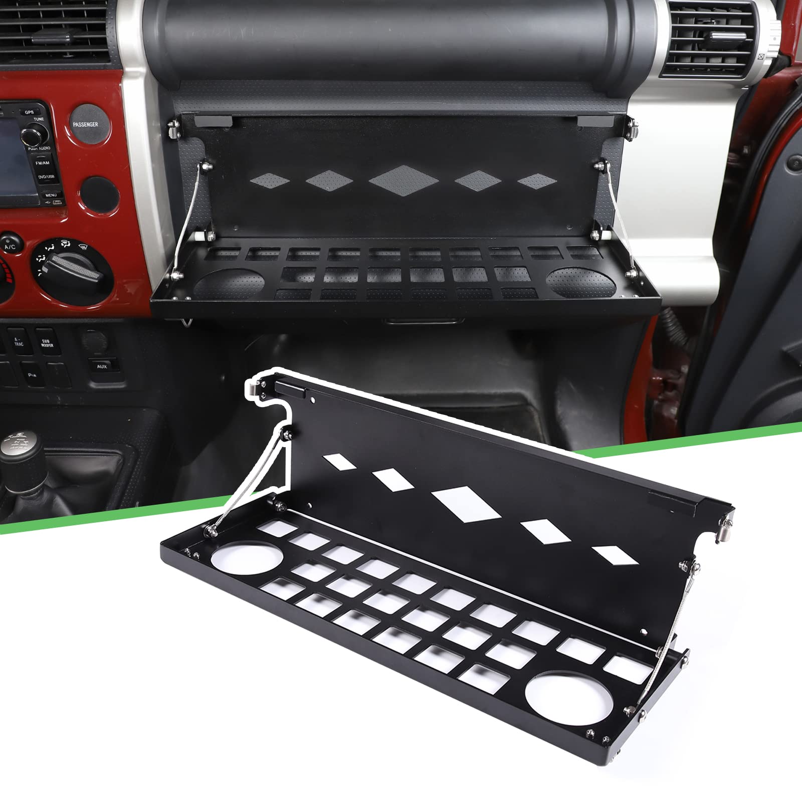 Aluminum Alloy Car Organizer Tray for Toyota FJ Cruiser 2007-2021 - Multi-Function Storage Rack for Phone, Keys & Tools - Perfect for Road Trips & Daily Commuting