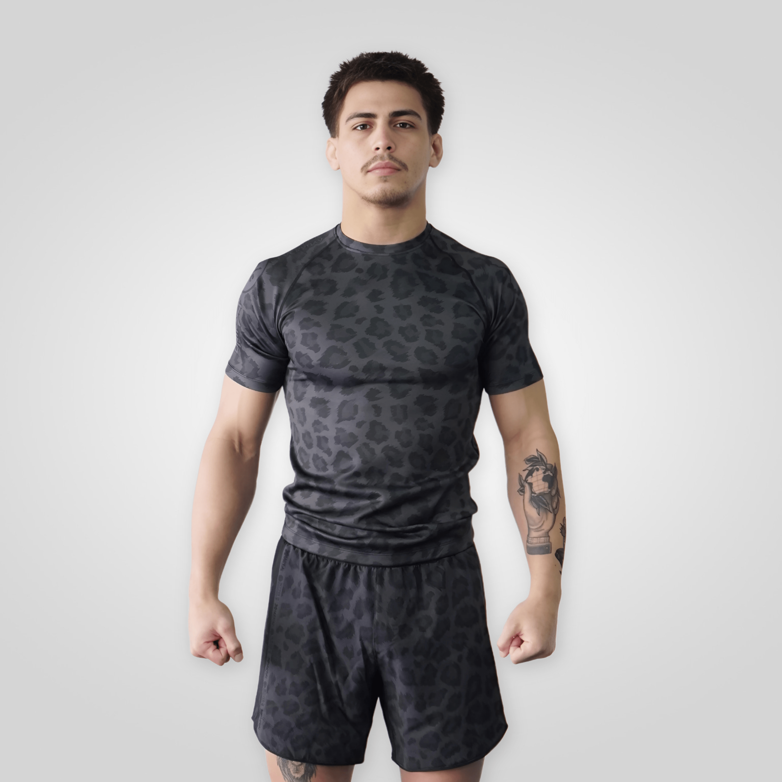 BJJ Rash Guard Black Leopard X Tech 25 Series - Compression Shirt for Brazilian Jiu Jitsu, MMA & Grappling - Moisture Wicking & UV Protection for Training & Competition
