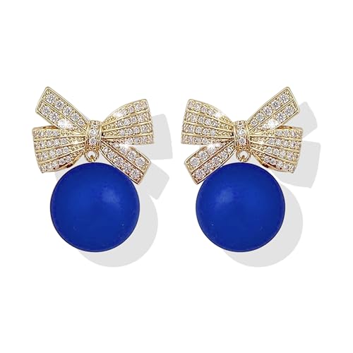 B:Blue Pearl Bow Earrings