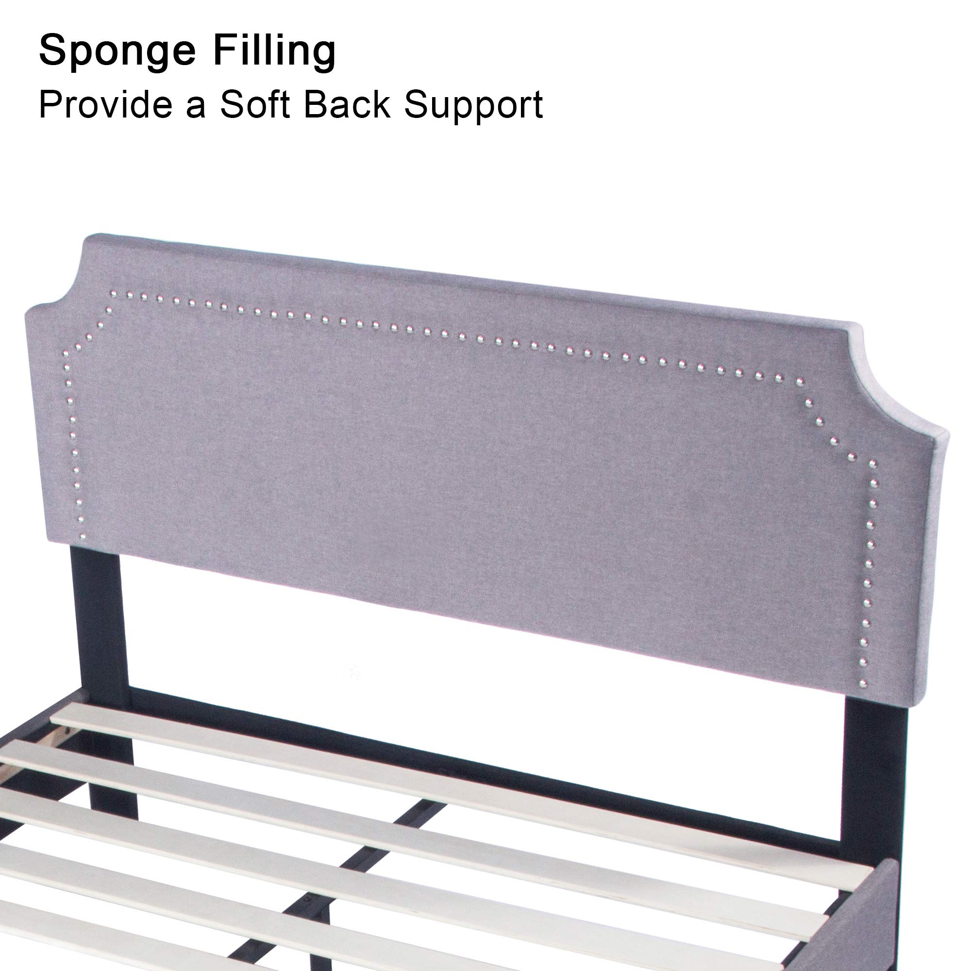 LUCKYERMORE 11 Inch Queen Platform Bed Frame with Upholstered Headboard - Wood Slat Support & Heavy Duty Metal Frame - No Box Spring Needed - Perfect for Modern Bedrooms & Small Spaces