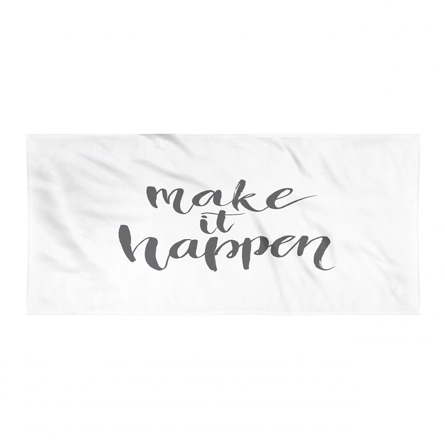Ambesonne Inspirational Calligraphy Camping Towel - Quick Dry Lightweight Microfiber for Backpacking, Hiking & Travel - Motivational Life Message for Achievement & Determination - Ultra Compact for Outdoor Adventures (Black & White)