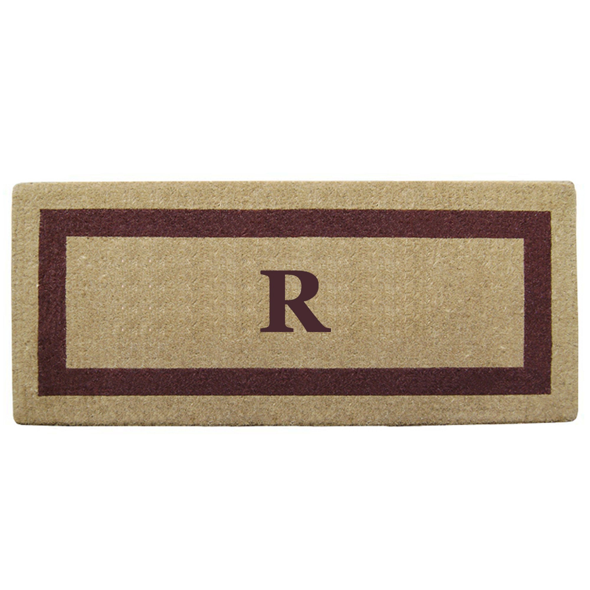 Personalized Monogram Coir Door Mat - Heavy Duty Natural Coco Fiber Welcome Mat with Single Picture Frame Design | Durable Handcrafted Outdoor Rug | Eco-Friendly Brown 24