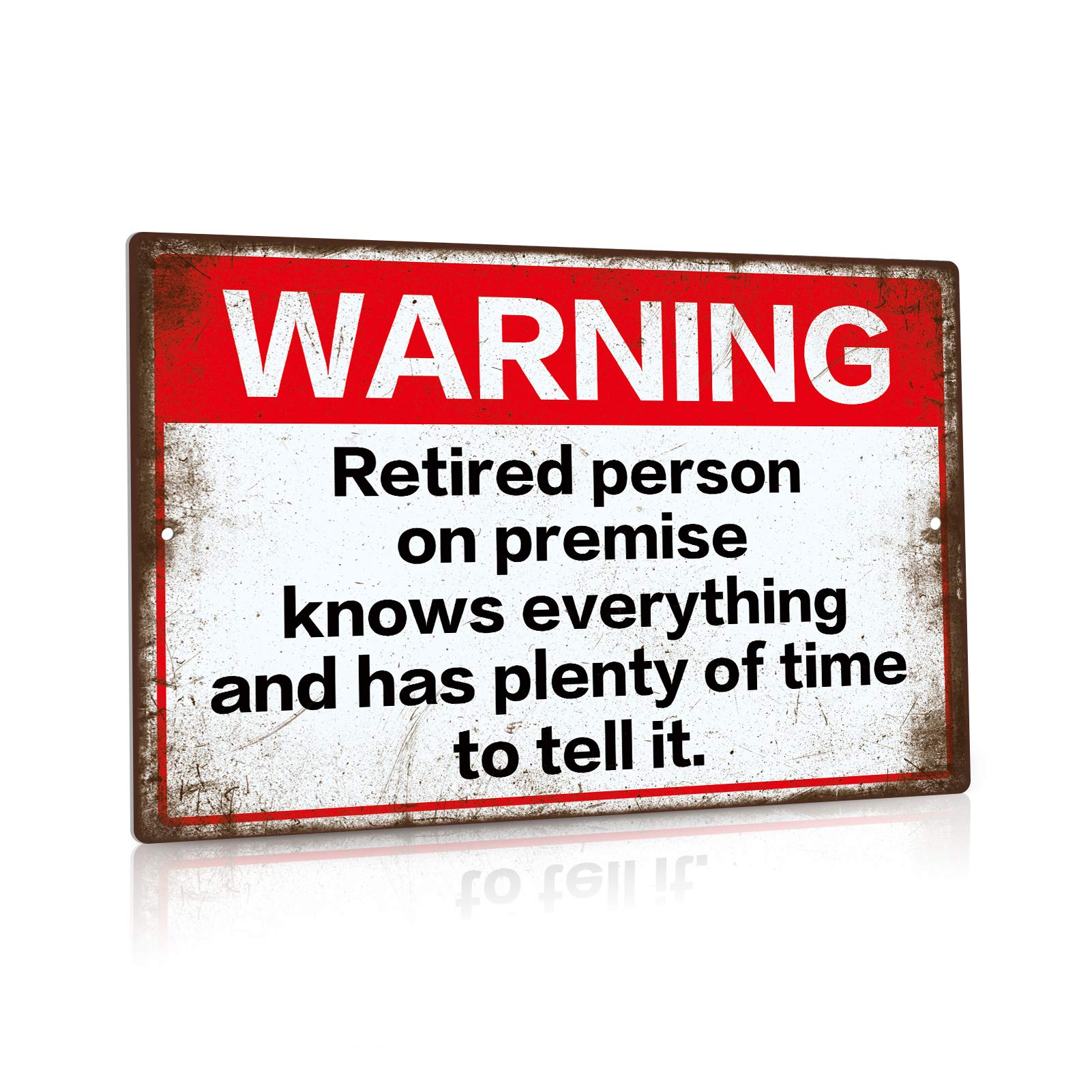 Funny Retired Person Warning Sign - 12x8 Inch Aluminum Wall Decor for Home & Office