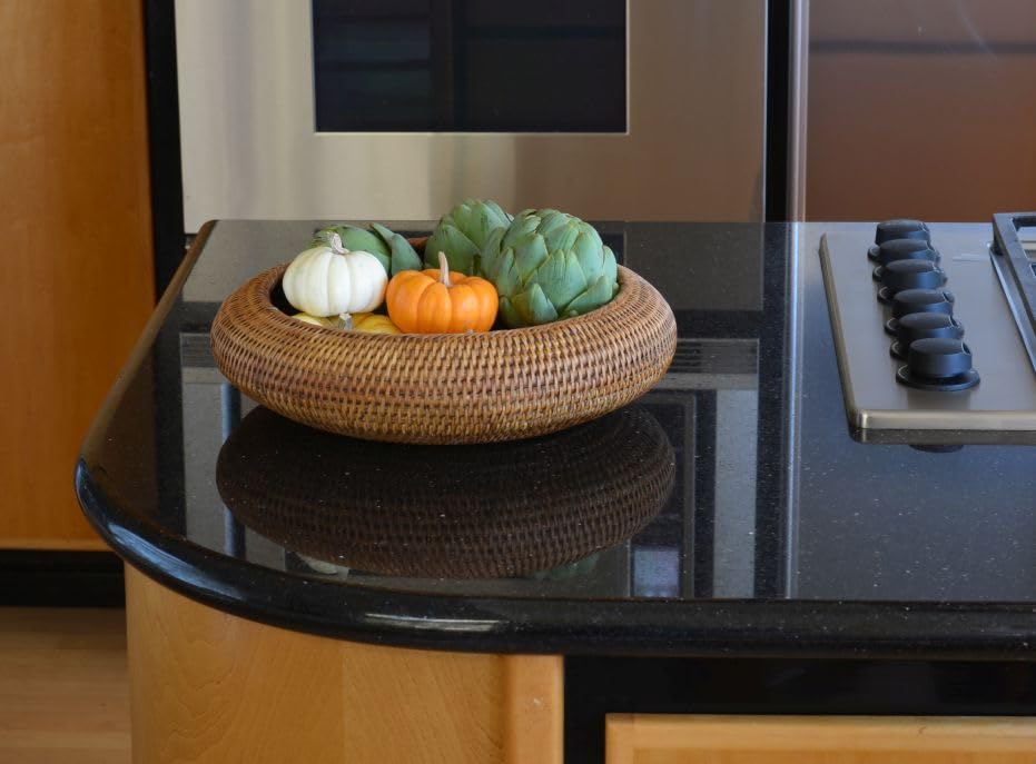 KOUBOO La Jolla Medium Honey Brown Wooden Fruit Bowl - Decorative Kitchen Countertop Display for Fruits, Vegetables, and Home Decor