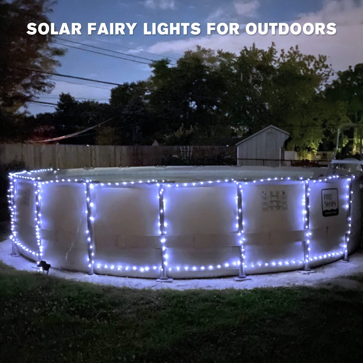 4 Pack 33FT 100 LED Solar String Lights Outdoor Waterproof - 8 Lighting Modes, Copper Wire Fairy Lights for Patio, Yard, Garden, Christmas, Wedding & Party Decor (White) | Perfect for Backyard, Landscape, Pergola & Holiday Lighting