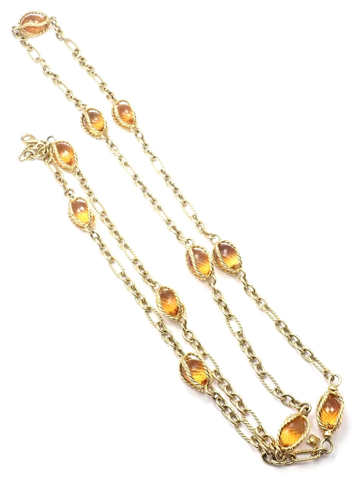 David Yurman 18k Yellow Gold Citrine Figaro Link 40