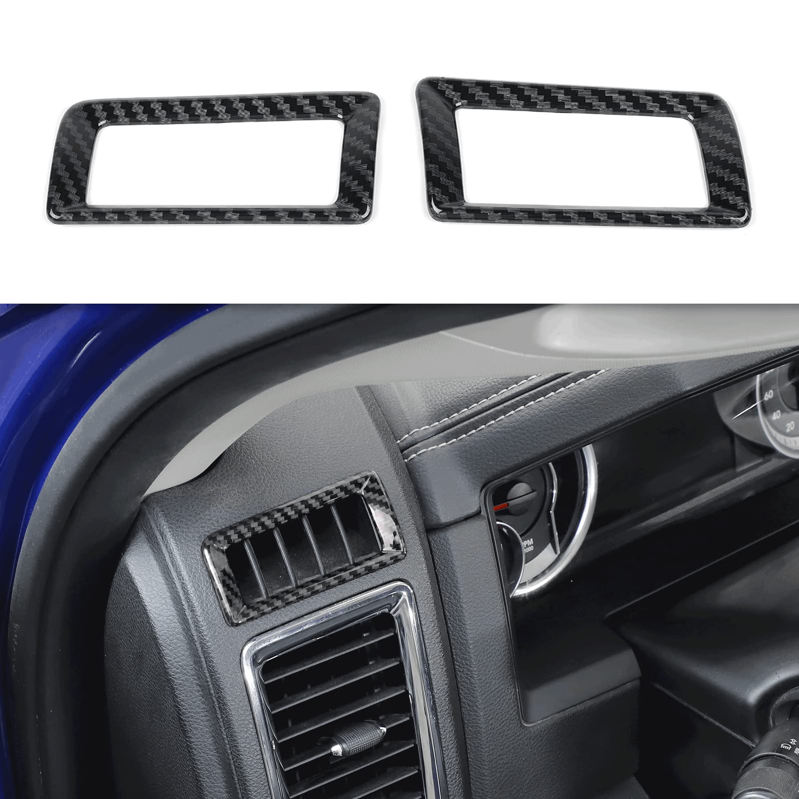 Carbon Fiber CheroCar Center Console Dashboard Vent Trim for 2010-2017 Dodge RAM - AC Outlet Cover & Interior Accessories Upgrade - Perfect for Road Trips & Off-Road Adventures
