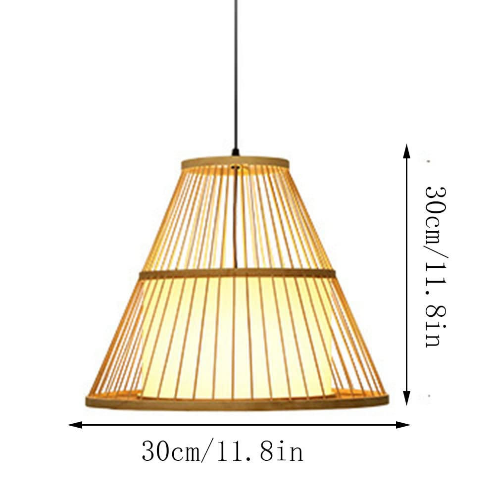 Handwoven Bamboo Pendant Lamp - Natural Rattan Chandelier with Wicker Design for Ceiling Hanging Light Fixture - Boho Style Woven Lampshade for Living Room, Bedroom, Kitchen & Dining Room - Perfect for Farmhouse, Coastal, or Bohemian Home Decor