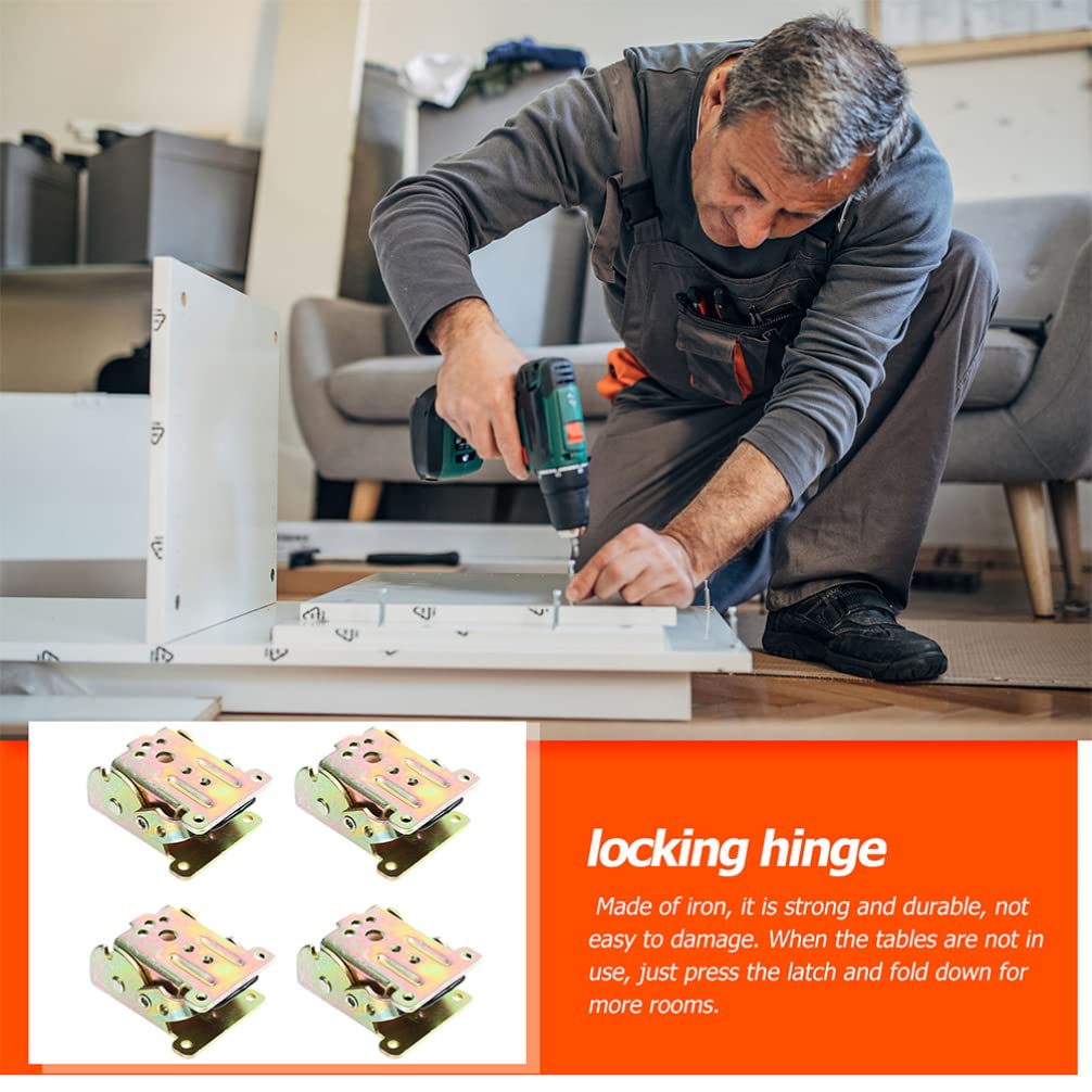 DOITOOL 4-Pack 90 Degree Table Leg Hinges - Heavy Duty Right Angle Folding Brackets for L-Shaped Tables, Foldable Coffee Tables & Steel Shelves - Perfect for Home Office, Kitchen Islands & DIY Furniture Projects