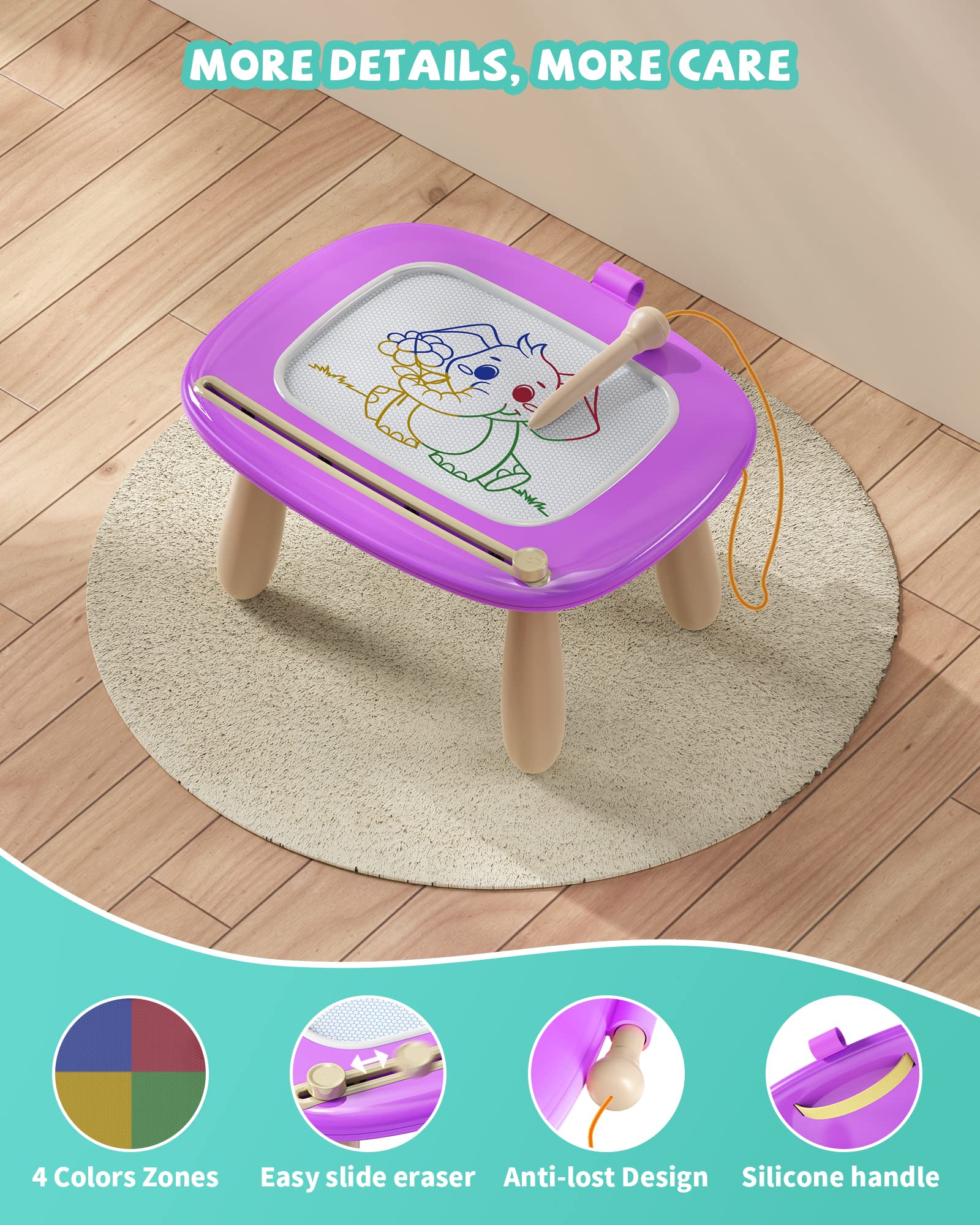 Magnetic Drawing Board for Toddlers 1-3 - Purple Doodle Toy for Kids | Birthday & Christmas Gift