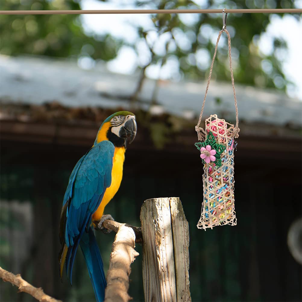 2pcs Natural Rattan Bird Chew Toys - Parrot Shredder & Hammock Plaything for Biting, Hanging & Foraging - Perfect for Christmas Gifts & Birdcage Enrichment | Ideal for Parrots, Cockatiels & Small Birds to Relieve Stress & Exercise Beaks