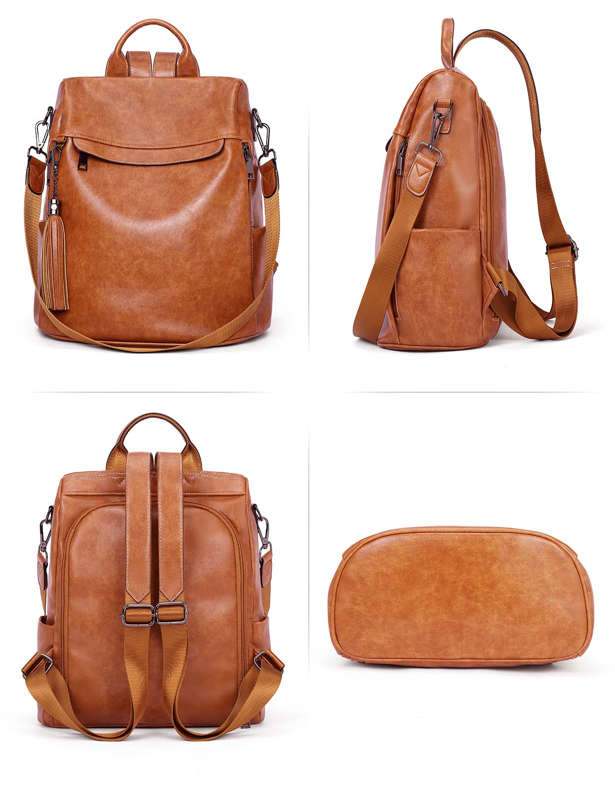 Telena Women's Anti-Theft PU Leather Backpack Purse with Tassel - Stylish Shoulder Bag for Travel, Work & Daily Use