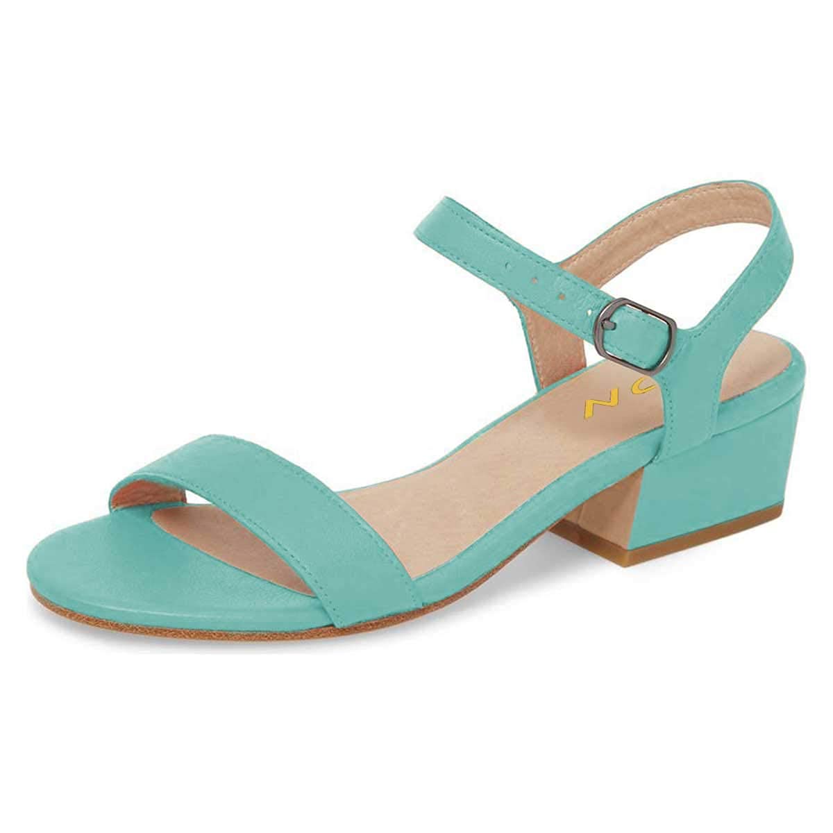 YDN Women's Open Toe Ankle Strap Chunky Block Heel Sandals - Comfortable Low Heel Dress Shoes for Summer, Beach, Wedding & Casual Outfits