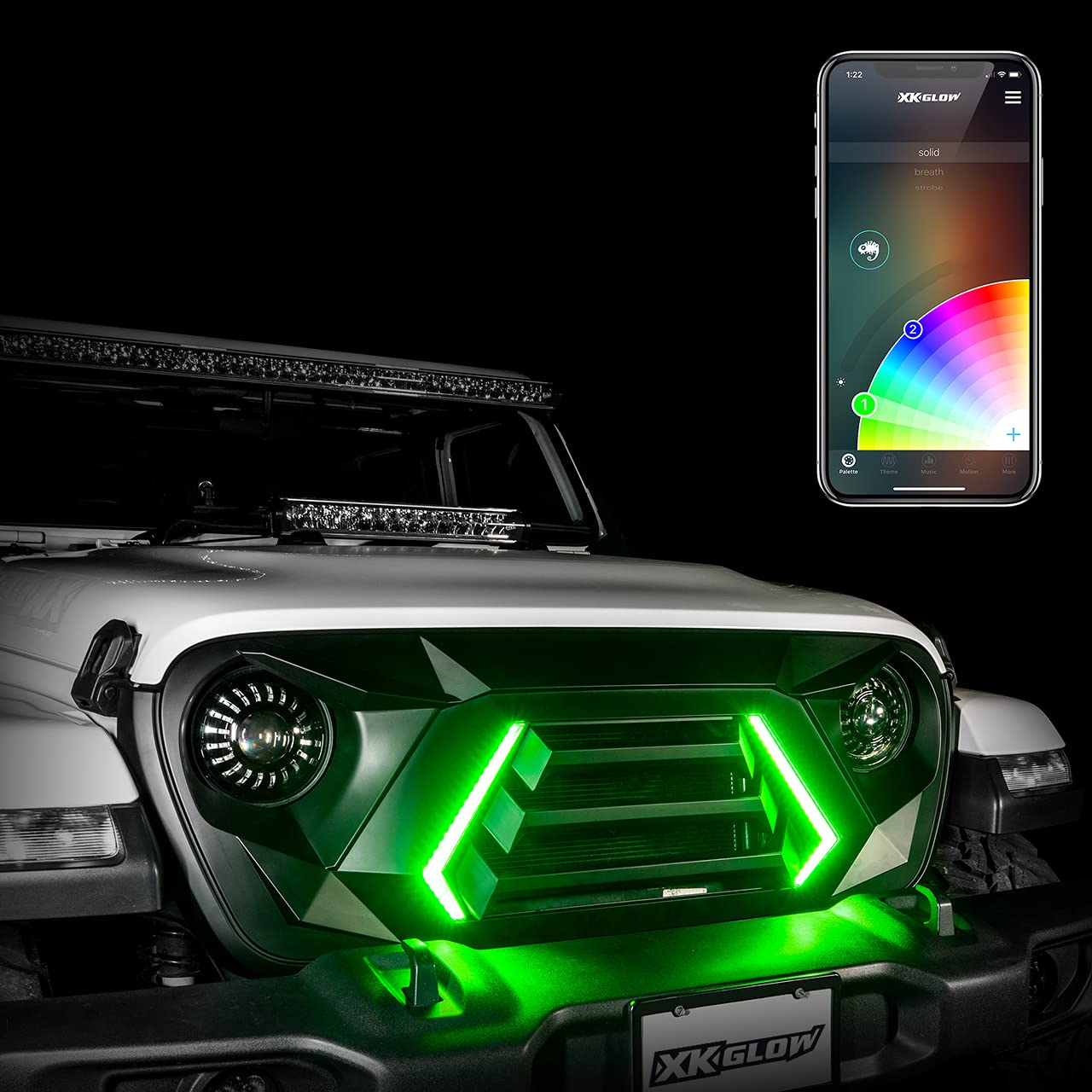 XKCHROME LED Grill Kit with DRL Sequential Turn Signal - Compatible with Jeep Wrangler JL & Gladiator JT - Upgrade Your Off-Road Lighting for Enhanced Visibility & Style
