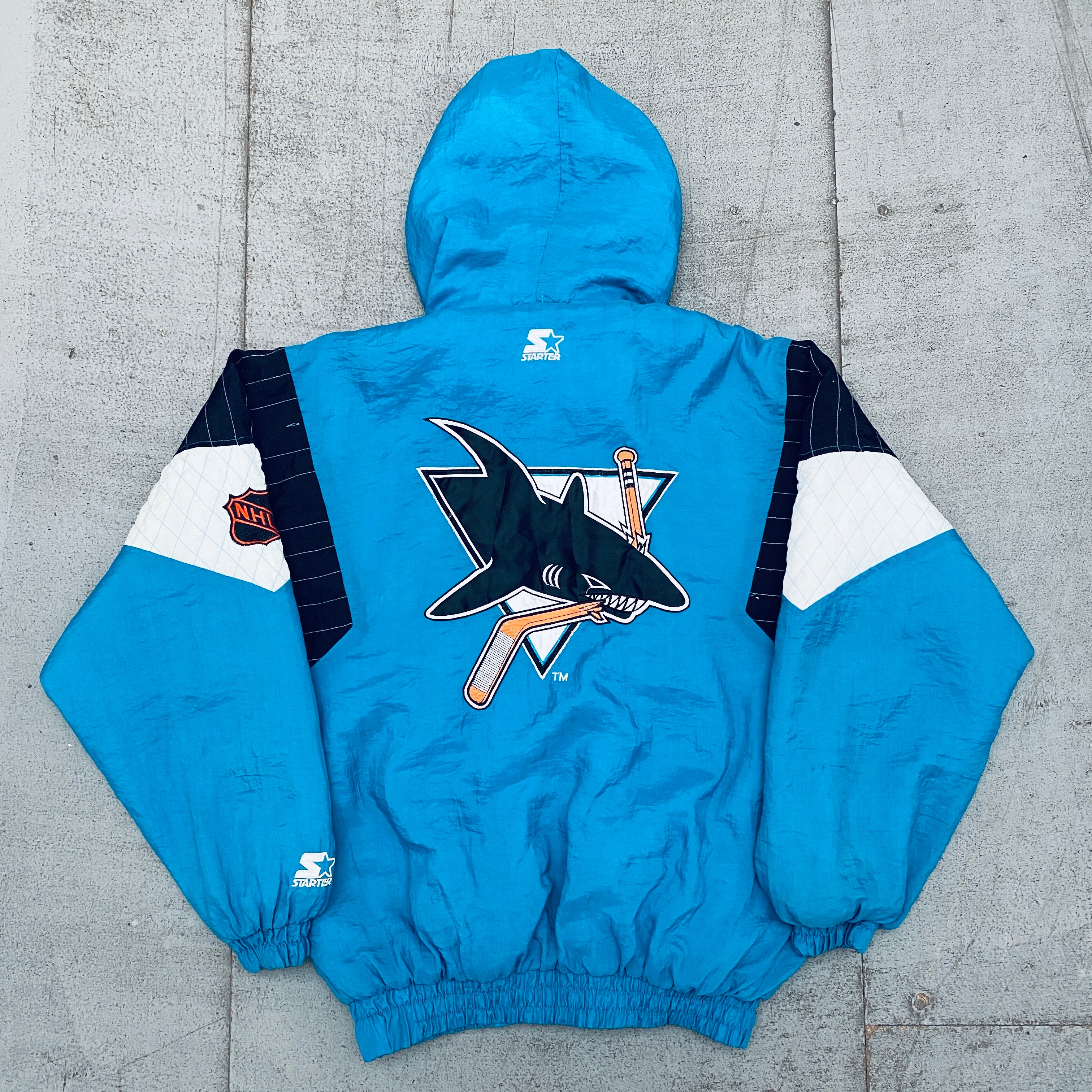 San Jose Sharks 1990s Full-Zip Starter Jacket - Men's Vintage NHL Hockey Jacket (Size S) - Perfect for Game Day, Sports Events & Retro Fashion