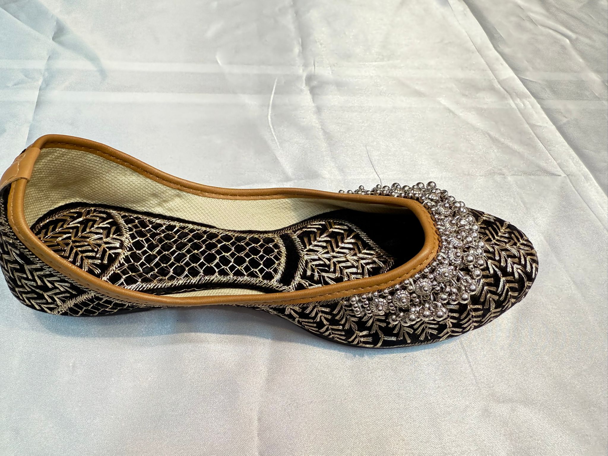 Trending Black and Gold Ghungroo Jutti for Women - Extra Soft & Stylish Indian Flats for Dance, Weddings, and Festive Occasions