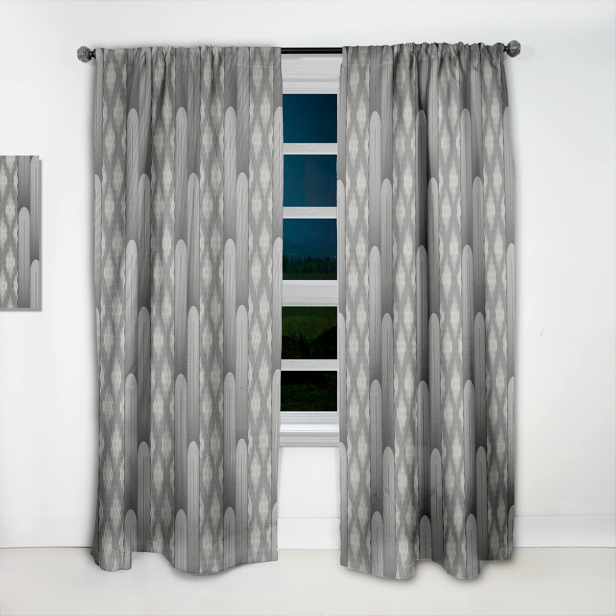 DesignQ Minimalist Black & White Curtains - Thermal Insulated Single Panel (52x84) for Bedroom & Living Room - Elegant Window Drapes for Home Decor & Light Control